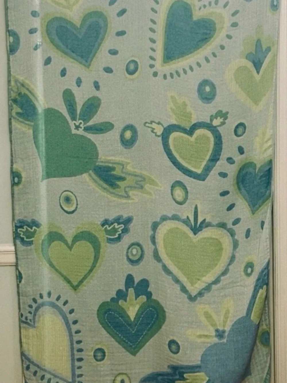 Heart Patterned Throw Blanket Green and Blue Last Available Best Seller New NWT